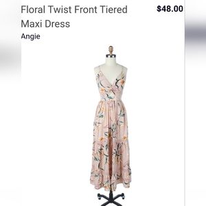 Dry Goods Floral Twist Maxi Dress; Pink w Floral Pattern; Size M
